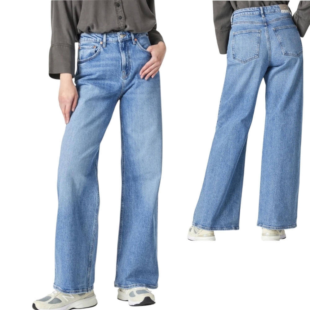 Mavi Wide Leg Florida Light Brushed Blue High Rise Jeans Size 26
